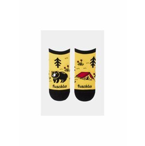 Žluté vzorované kotníkové ponožky Fusakle Kemping