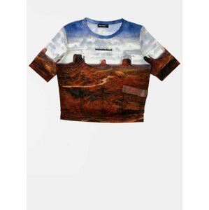 Modro-hnědý průsvitný crop top TALLY WEiJL