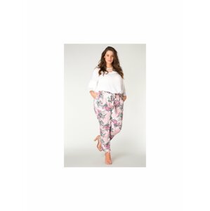 Yesta růžové kalhoty Goessel s květinovými motivy