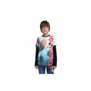 Černo-bílé chlapecké tričko s barevným motivem Desigual Enric