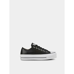 Černé kožené tenisky na platformě Converse Chuck Taylor All Star Lift