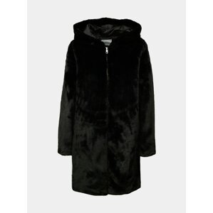 Černý zimní kabát z umělého kožíšku Jacqueline de Yong Tit