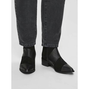 Černé kožené kotníkové boty Selected Femme Ellen