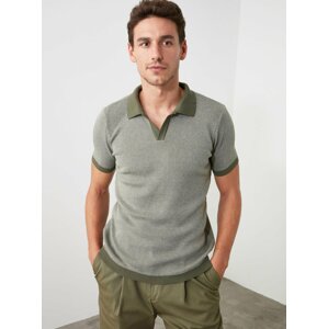 Khaki pánské polo tričko Trendyol