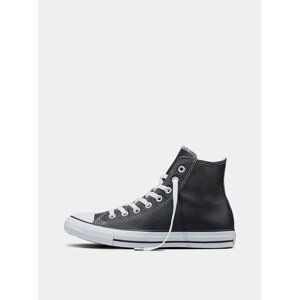 Černé kožené unisex kotníkové tenisky Converse Chuck Taylor All Star