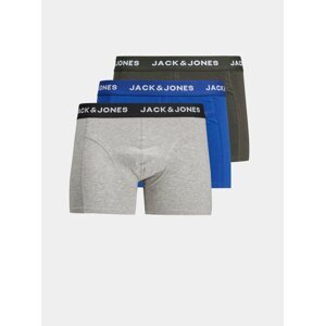 Sada tří boxerek v černé, šedé a modré barvě Jack & Jones Plain