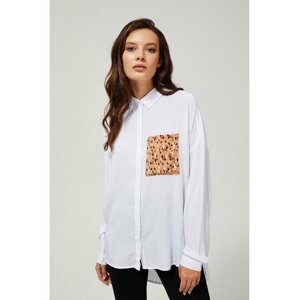 Moodo bílá košile s leopardí kapsičkou