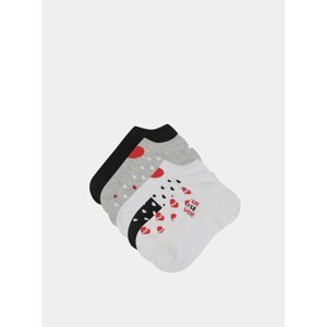 Sada sedmi párů vzorovaných kotníkových ponožek v šedé a bílé barvě TALLY WEiJL