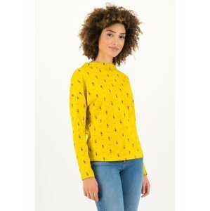 Žluté dámské vzorované tričko se stojáčkem Blutsgeschwister Apres Ski