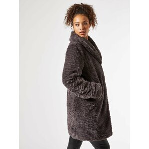 Šedý zimní kabát z umělého kožíšku Dorothy Perkins Tall