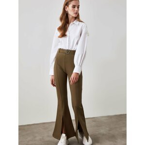 Khaki dámské kalhoty s páskem Trendyol