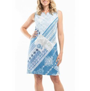 Orientique modro-bílé oboustranné šaty Corfu