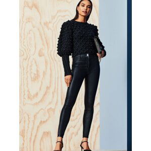 Černé koženkové skinny fit kalhoty Dorothy Perkins