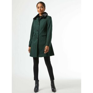 Tmavě zelený zimní kabát Dorothy Perkins Petite