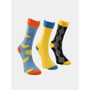 Sada tří párů pánských ponožek v modré a žluté barvě Trendyol