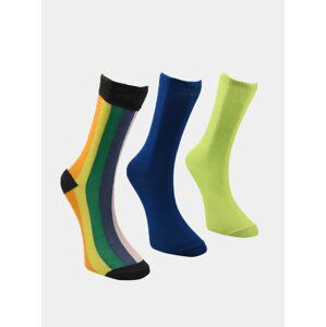 Sada tří párů pánských ponožek v modré a zelené barvě Trendyol
