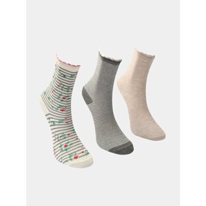 Sada tří párů dámských ponožek v šedé a růžové barvě Trendyol