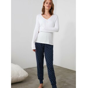 Bílo-modré puntíkované pyžamo Trendyol