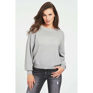 Guess šedý svetr Front Logo Sweater
