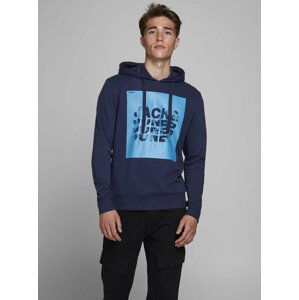 Modrá mikina s kapucí Jack & Jones Fury