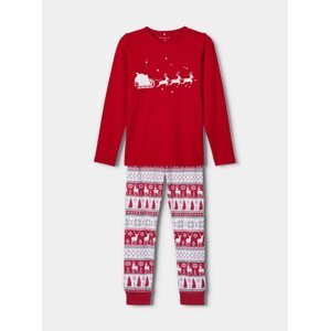 Červené holčičí pyžamo s vánočním motivem name it
