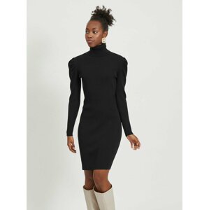 Černé pouzdrové svetrové šaty s rolákem VILA-Charlotta