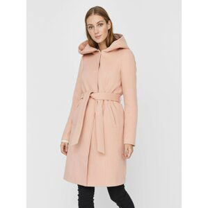 Růžový kabát s kapucí VERO MODA