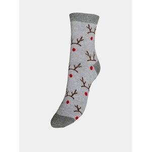 Šedé ponožky s vánočním motivem VERO MODA