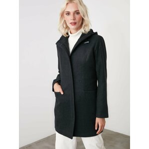 Černý dámský kabát s kapucí Trendyol