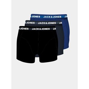 Sada tří boxerek v černé, šedé a modré barvě Jack & Jones Ris