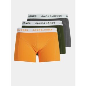 Sada tří boxerek v oranžové, zelené a šedé barvě Jack & Jones Ris