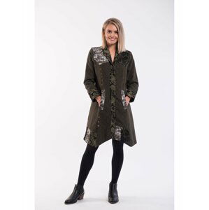 Orientique kabát Coat Asymetric Hem Olive