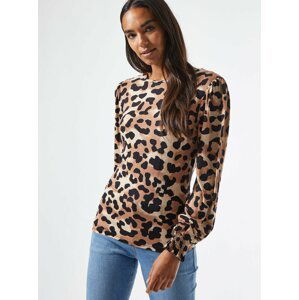 Hnědé tričko s leopardím vzorem Dorothy Perkins