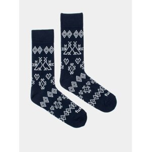Tmavě modré vzorované ponožky Fusakle Modrotisk Čičmany