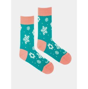 Růžovo-zelené vzorované ponožky Fusakle Sněhovice