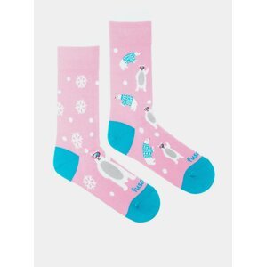 Růžové vzorované ponožky Fusakle Snowflake méďa