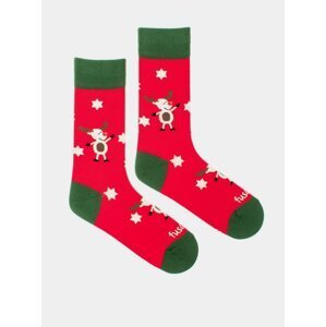 Červené vzorované ponožky Fusakle Sob vánoční