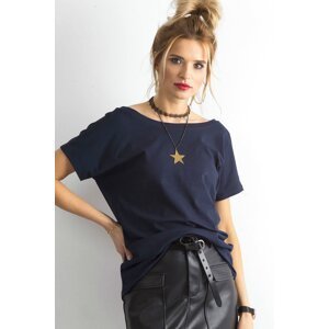 BASIC FEEL GOOD Bavlněné tričko Lucia navy blue Velikost: XS