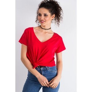 BASIC FEEL GOOD Dámské tričko s výstřihem Ariel červené Velikost: XL