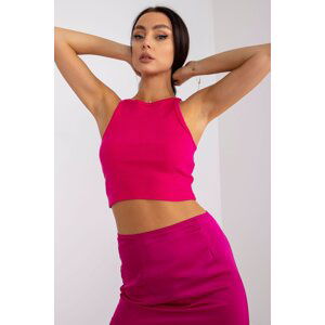 RUE PARIS Žebrovaný crop top Colette fuchsiový Velikost: L