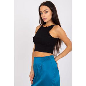 RUE PARIS Žebrovaný crop top Colette černý Velikost: L