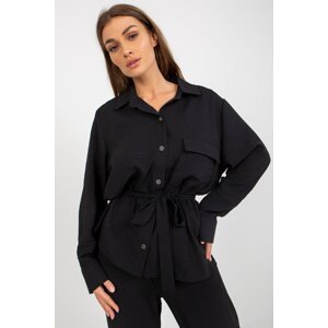 Lakerta Černá dámská košile oversize s límečkem Velikost: L/XL