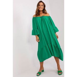 ItModa Volánkové šaty Kora zelené Velikost: UNI