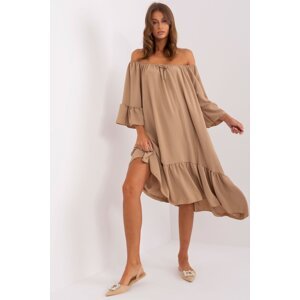 ItModa Volánkové šaty Kora camel Velikost: UNI