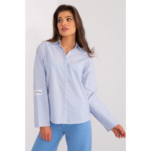 Factory Price Světle modrá pruhovaná dámská košile s límečkem Velikost: M
