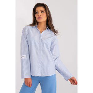 Factory Price Světle modrá pruhovaná dámská košile s límečkem Velikost: L