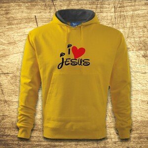 Mikina s kapucňou s motívom I love Jesus