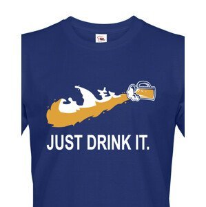 Pánské tričko s potiskem JUST DRINK IT parodující tradiční značku