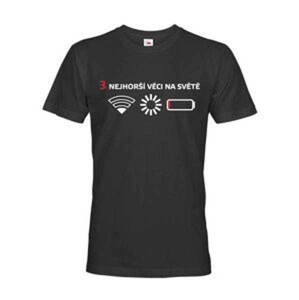 Pánské tričko 3 nejhorší věci na světě - triko pro všechny mobilní závisláky