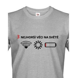 Pánské tričko 3 nejhorší věci na světě - triko pro všechny mobilní závisláky